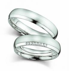 585 Weissgold, seidenmatt / poliert,  Fischer Oro blanco - Los anillos de boda